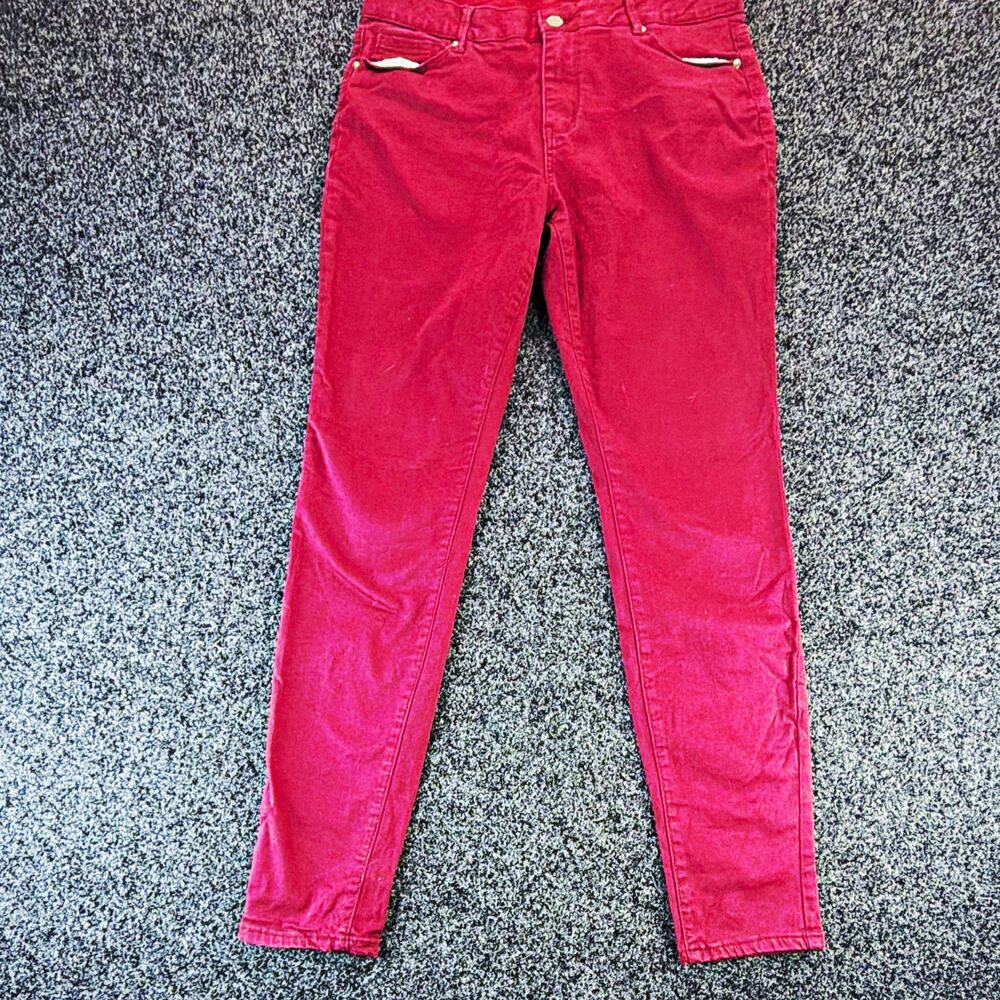 Flying Banana Women’s Burgundy Stretch Denim Skinny Pants Mid Rise Size 10